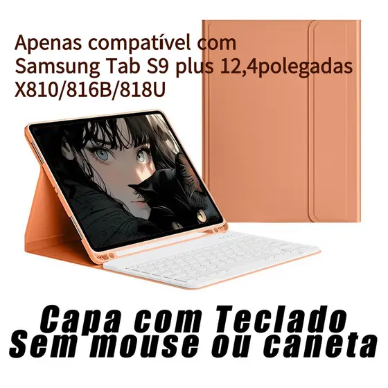 Capa com Teclado Bluetooth Para Samsung Galaxy Tab S9 plus 12,4polegadas X810/816B/818U