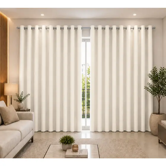 Cortina Blackout Corta Luz 100% 4m x 2,70m Largura Com Ilhós Cromado Sala, Quarto e Escritório Premium - Envio Rápido