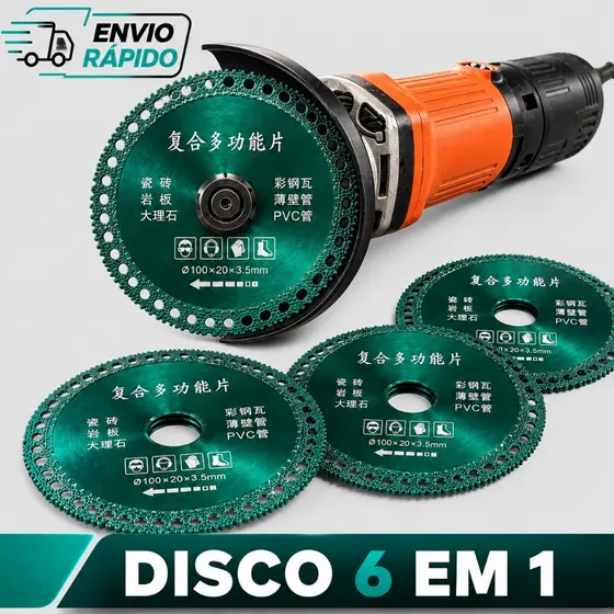 6 Em 1 Disco De Corte Com Diamante Lâmina  Serra Multifuncional 100mm  Azulejo Cerâmico Metais e PVC