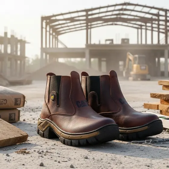 Bota Masculina Cat super Confortável e Impermeável de Couro Original