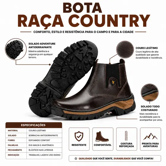 Bota Masculina em Couro Legitimo Impermeável Super Promoção.