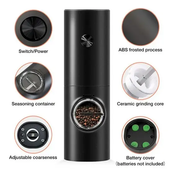 Moedor de Sal Automatico Eletrico moedor Pimenta Preto Ajuste de Granulagem