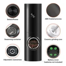 Moedor de Sal Automatico Eletrico moedor Pimenta Preto Ajuste de Granulagem