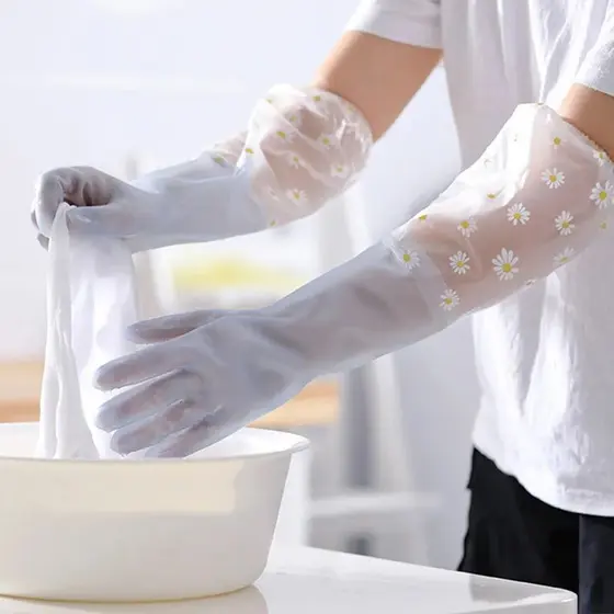 Luvas de Limpeza Cozinha Louça a Prova de Água Protecao para Domésticos, Limpeza de Cozinha, Lavagem de Louça e Luva