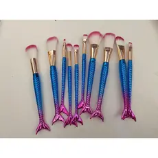 Kit 10 Pincel Sereia Unicórnio Com Estojo Lindo Maquiagem Para Base Blush E Sombra De Olhos Cerdas Macias  (S14)