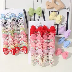 10/20 Pçs/Set Novo Bonito Dupla Camada Impresso Bowknot Grampos De Cabelo Para Crianças Artesanal Bebê Meninas Acessório