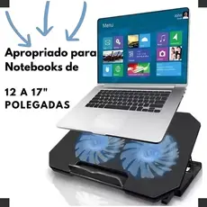 Suporte Base  2 Coolers Ventoinhas Notebook Ventilação Ajustável Até 17 Pol Usb Cor Preto HomeOffice