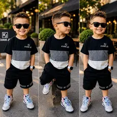 Conjunto Infantil Masculino Kvani Joy - Bermuda + Camiseta Dry-Fit Veste 2 a 12 anos