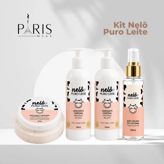Kit Puro Leite Vaquinha - Sabonete, Esfoliante, Body Splash Colonia e Hidrante Corporal