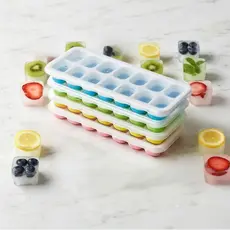 Kit 2/ Kit 4 Formas de Gelo Silicone com Tampa Rígida Flexível Fundo Retangular Multiuso Lavável