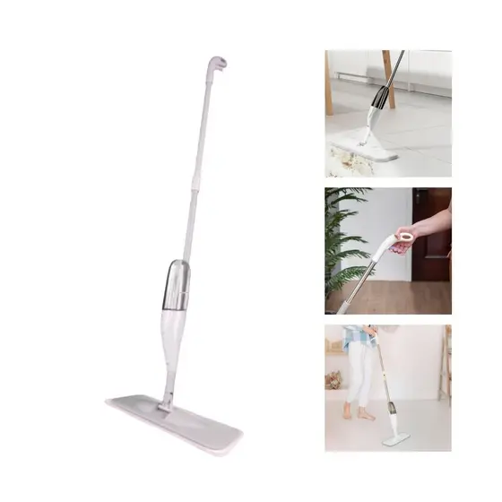 Mop Spray Mágico Limpeza Multiuso com Reservatório 400ml | Esfregão Rodo Vassoura com Cabo Inox e Pano Lavável