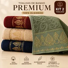Kit 2 Toalhas de Banho Premium Gigante 100% Algodão – Felpudas, Macias e Super Absorventes