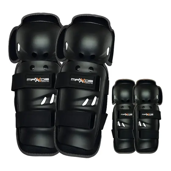 Kit Joelheira e Cotoveleira Mx Preta Mattos Racing Trilha Motocross Preto