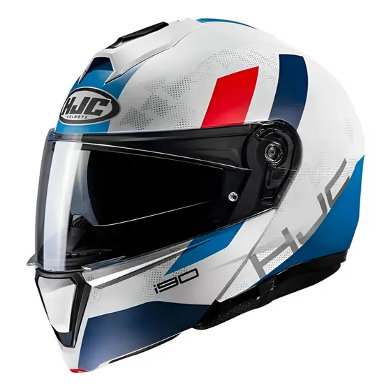 Capacete HJC I90 Syrex Escamoteável Cores BMW Viseira Solar Interna Proteção Segurança Esportivo