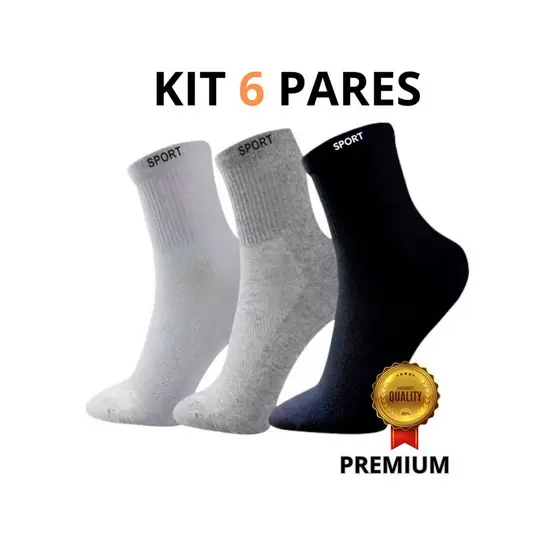 Meia Cano Alto Longo Unissex Masculina Esporte Pares Kit 6  Pares