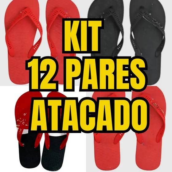Chinelo Masculino Kit 12 pares Solado Confortável Macio Antiderrapante Promoção