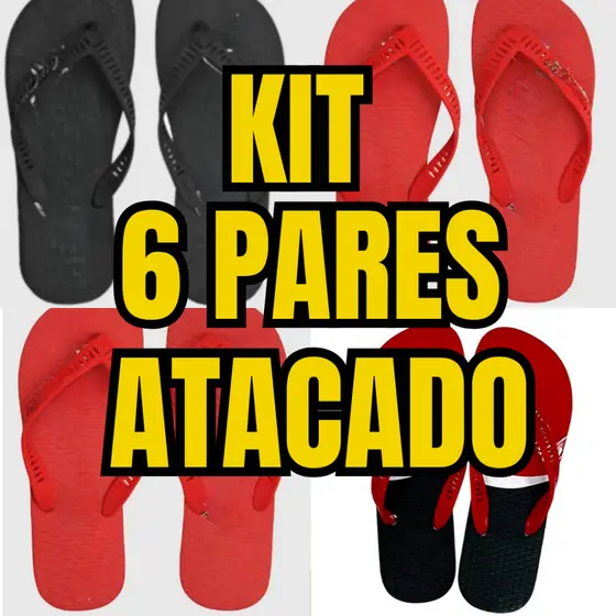 Kit Chinelo Masculino Combo 6 pares Solado Confortável Macio Antiderrapante Envio Rápido