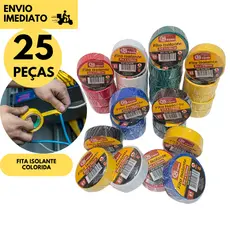 Kit 25 Rolos Fita Isolante 5 Metros Colorida PVC Elétrica Automotiva Alta Resistência