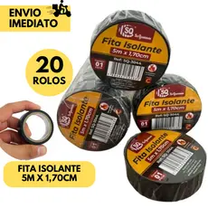 Kit 20 Fita Isolante Antichamas Rolo 5 Metros Adesiva Preta uso Profissional e Residencial Qualidade