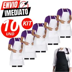 Kit 10 Avental De Oxford Branco Engate Rápido Cozinha Açougueiro Churrasqueiro Peixaria Garçom