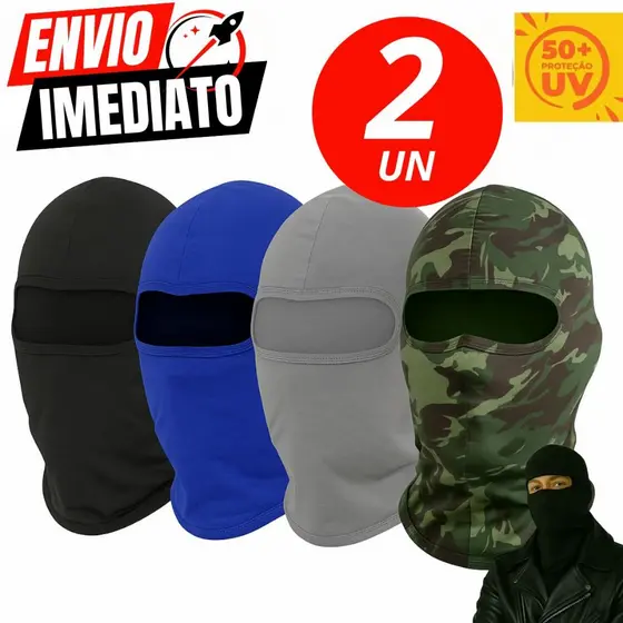 Kit 2 Toucas Ninjas Balaclava UV 50+ Motoqueiro Motoboy Toca Preta Proteção Solar Térmica