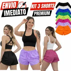 Kit 3 Shorts Tactel Feminino Academia Praia Short Piscina Treino Corrida Shortinho Verão Casual Praia