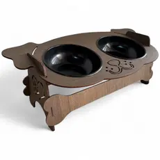Comedouro e Bebedouro Duplo Elevado, Suspenso para Cachorro - Cara de Cachorrinho, Cumbuca Pet