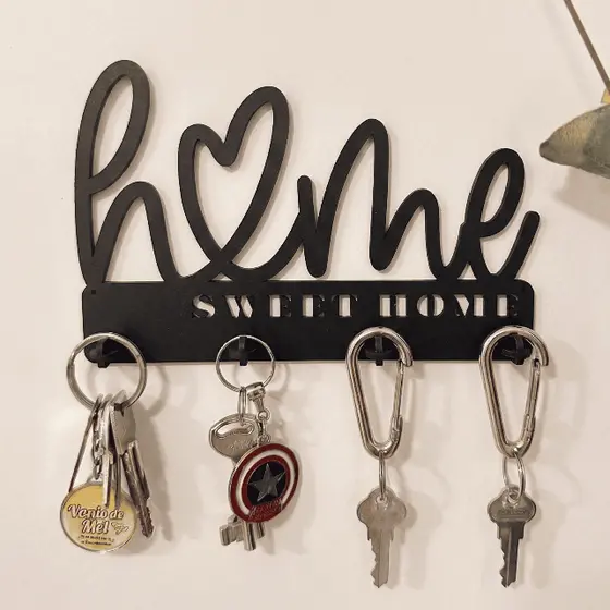 Porta Chaves MDF de Parede Home Sweet Home Decorativo organizador objetos oculos