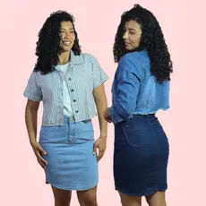 Saia Jeans Secretária Feminina Elegante Moda Modesta 32189