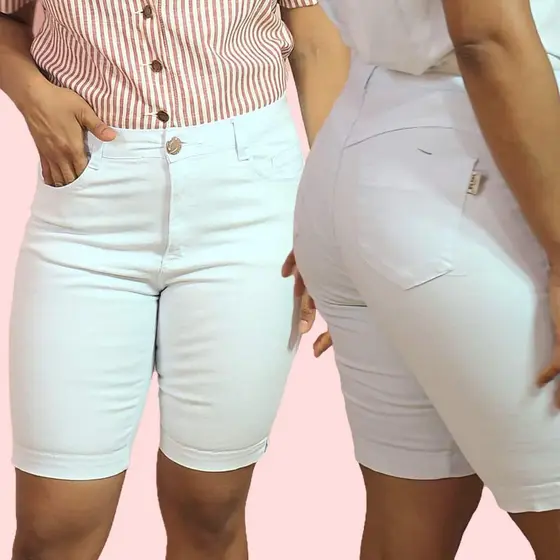 Short Jeans Feminino Confortável Branco  9073