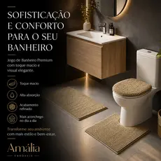 Kit Tapete Banheiro 3 Peças Antiderrapante Microfibra Chenille Pipoca Macio Absorvente