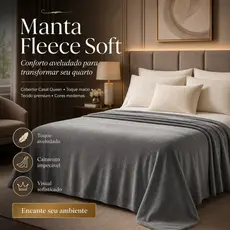 Manta Cobertor Fleece Soft Casal Queen Premium Toque Aveludado Macio Quentinho Cores Modernas