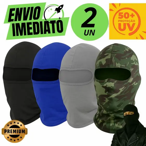 Kit 2 Touca Ninja Balaclava Térmica Motoqueiro Motoboy Máscara Moto Proteção Solar Frio Raios UV 50+