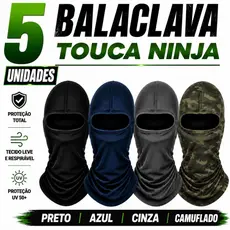 Kit 5 Touca Ninja Térmica Balaclava Motoqueiro Motoboy Toca Moto Proteção Solar UV50+ Frio Calor