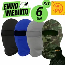 Kit 6 Touca Ninja Balaclava Motoqueiros Militar Tatica Frio Máscara Moto proteção solar raios UV 50+ térmica