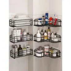 1/2/3 Prateleiras Suportes De Metal Com Alto Adesivos Para Parede Banheiro Cozinha Lavanderia Shampoo Top