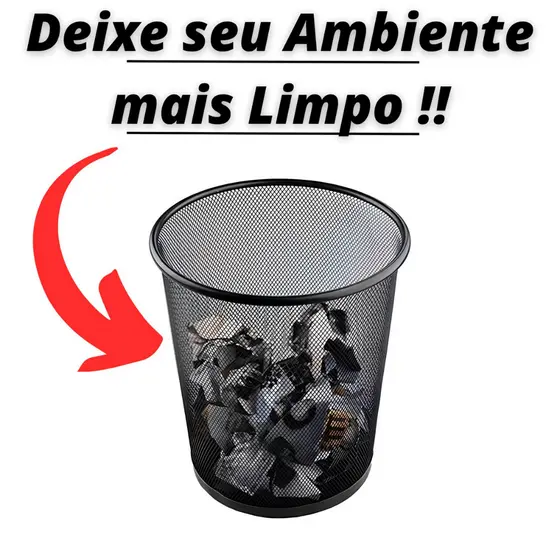 Lixeira Metal 10 Litros Aramado Cesto Lixo Reforçado Para Escritorio Casa Quarto