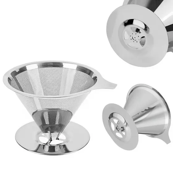 Coador Filtro De Café Inox 600 Grades De Filtro Reutilizável Grande Sem Uso De Papel TOP&CASA
