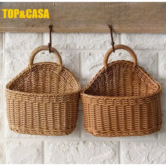 Cesta Juta Suspensa Tecida Feita À Mão Cesta Vime Natural Com Alça Para Decoração - Envio Imediato