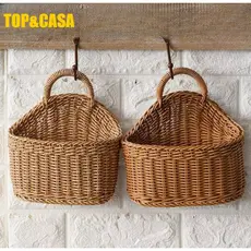 Cesta Juta Suspensa Tecida Feita À Mão Cesta Vime Natural Com Alça Para Decoração - Envio Imediato