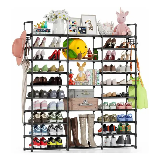 Sapateira Vertical 9 Andares Prateleira 50 A 55 Pares Tênis Multiuso Organizador Sapateira Grande