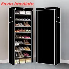 Sapateira Organizadora com 9 Prateleiras para Organizar Sapatos Calçados Chinelos Roupas Objetos 24 Pares - Black