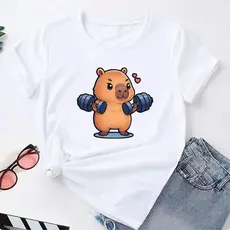 Camiseta Feminina Estampada Capivara Fofa - 100% Algodão / TAMANHO P ao GG