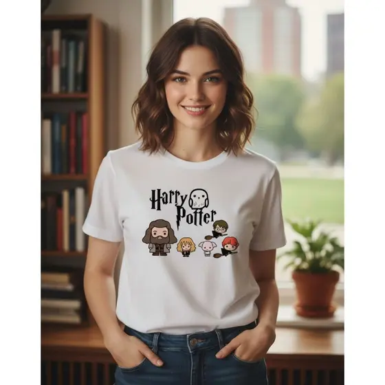 Camiseta 100% Algodão Premium Casual Harry Potter Camisa Lançamento 2025