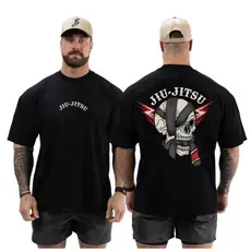 Camiseta Camisa Oversized 100% Algodão Estampada Arte Marcial JIU JITSU oss Academia Treino