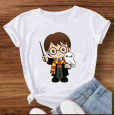Camiseta Feminina Estampa Harry Potter Criança Coruja Camisa Estilosa Algodão Grosso Treino