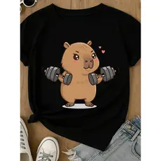 Camiseta Feminina Estampa Capivara Marombeira Academia Blusa Estilosa 100% Algodão