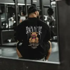 Camiseta Oversized Academia Masculino Camisa Estampada Academia Blusão Algodão Premium