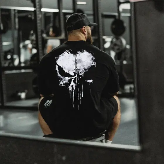 Camiseta Caveira Camisão Larga Musculação Academia Bodybuilder Algodão Premium