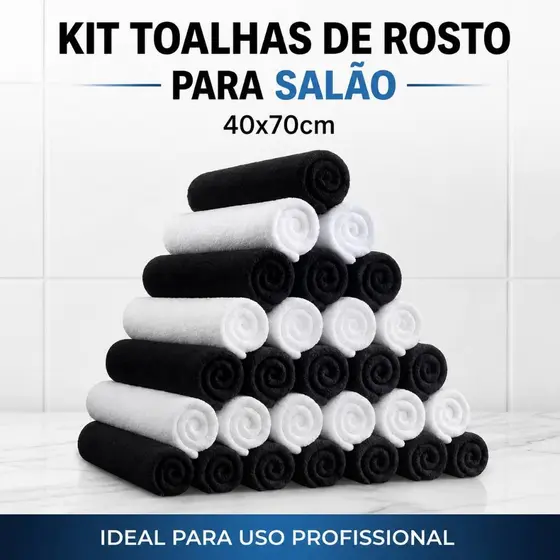 Kit C/ 15, 10 Ou 5 Toalhas de Rosto Salão de Beleza Manicure Barbearia 45x70cm Alta Absorção Macia Algodão Profissional